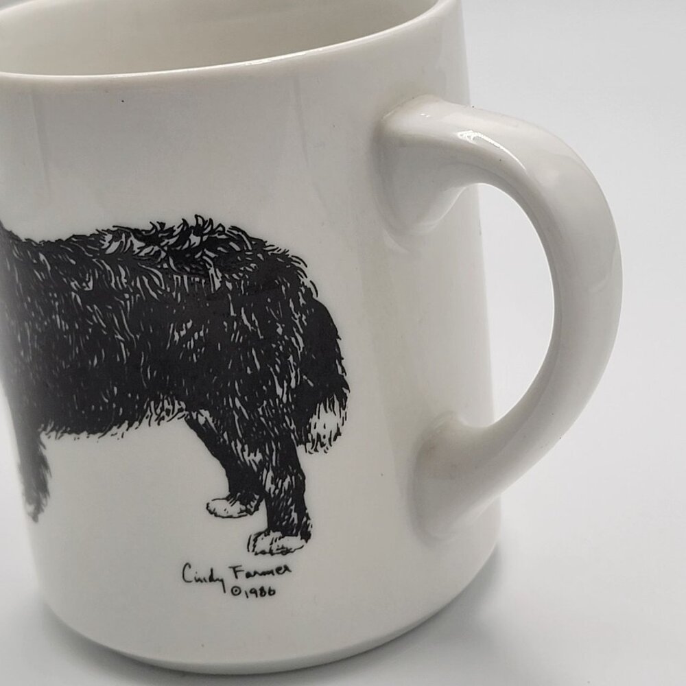 Vintage Newfoundland Dog Ceramic Coffee Mugs By Cindy Farmer 1986 Set of 2 - Picture 3 of 9